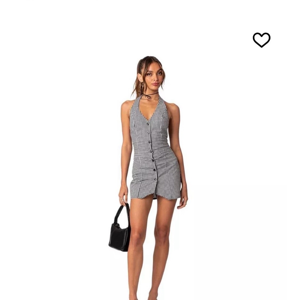 Edikted Narissa Gingham Halter Minidress size M